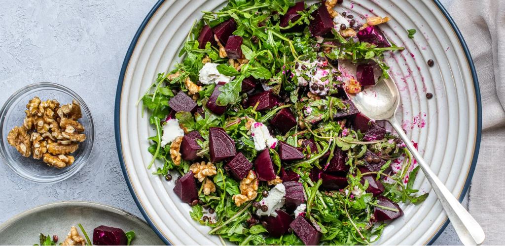 Balsamic Glazed Beetroot Lentil Goat’s Cheese Salad