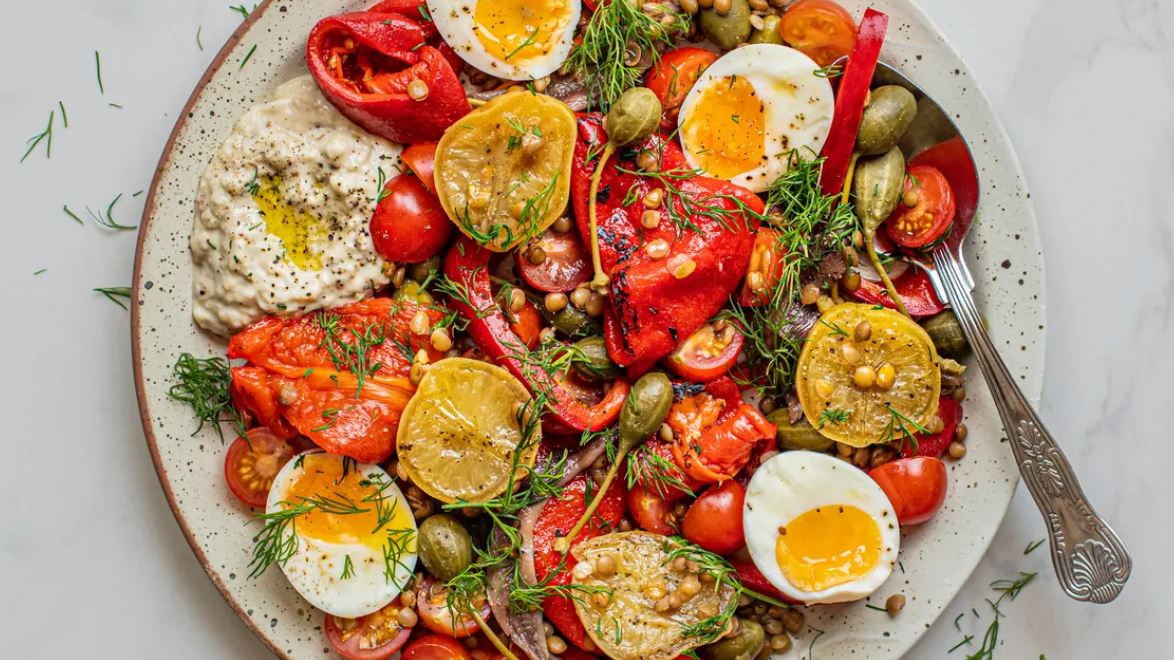 Festive Antipasti Salad with Roasted Peppers(1) Festive Antipasti Salad